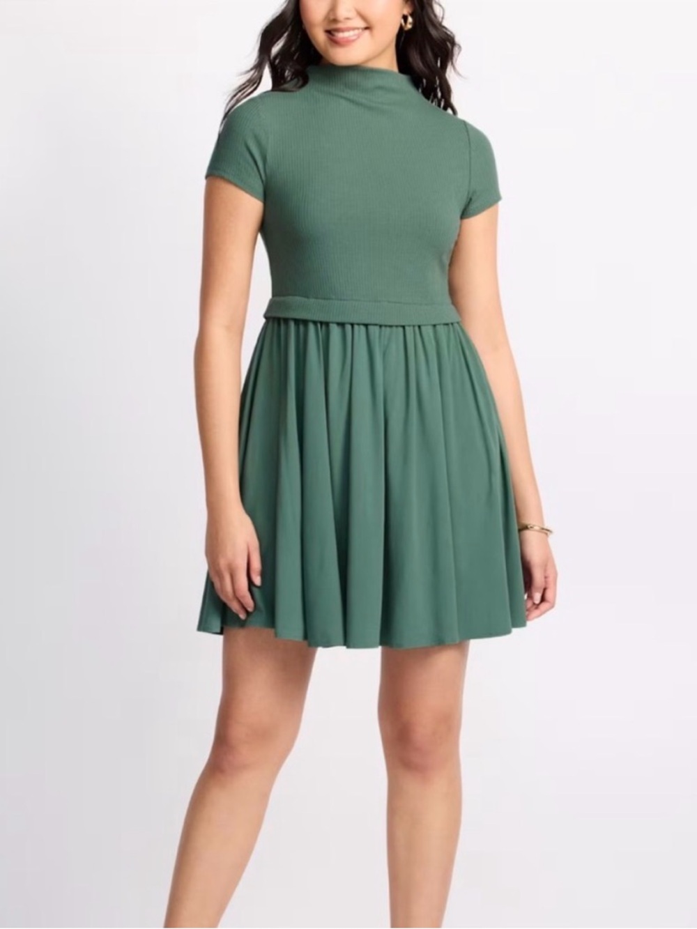 NWT Sugarlips Emelda Mock Neck Dress XL Soft Green Ribbed Mini